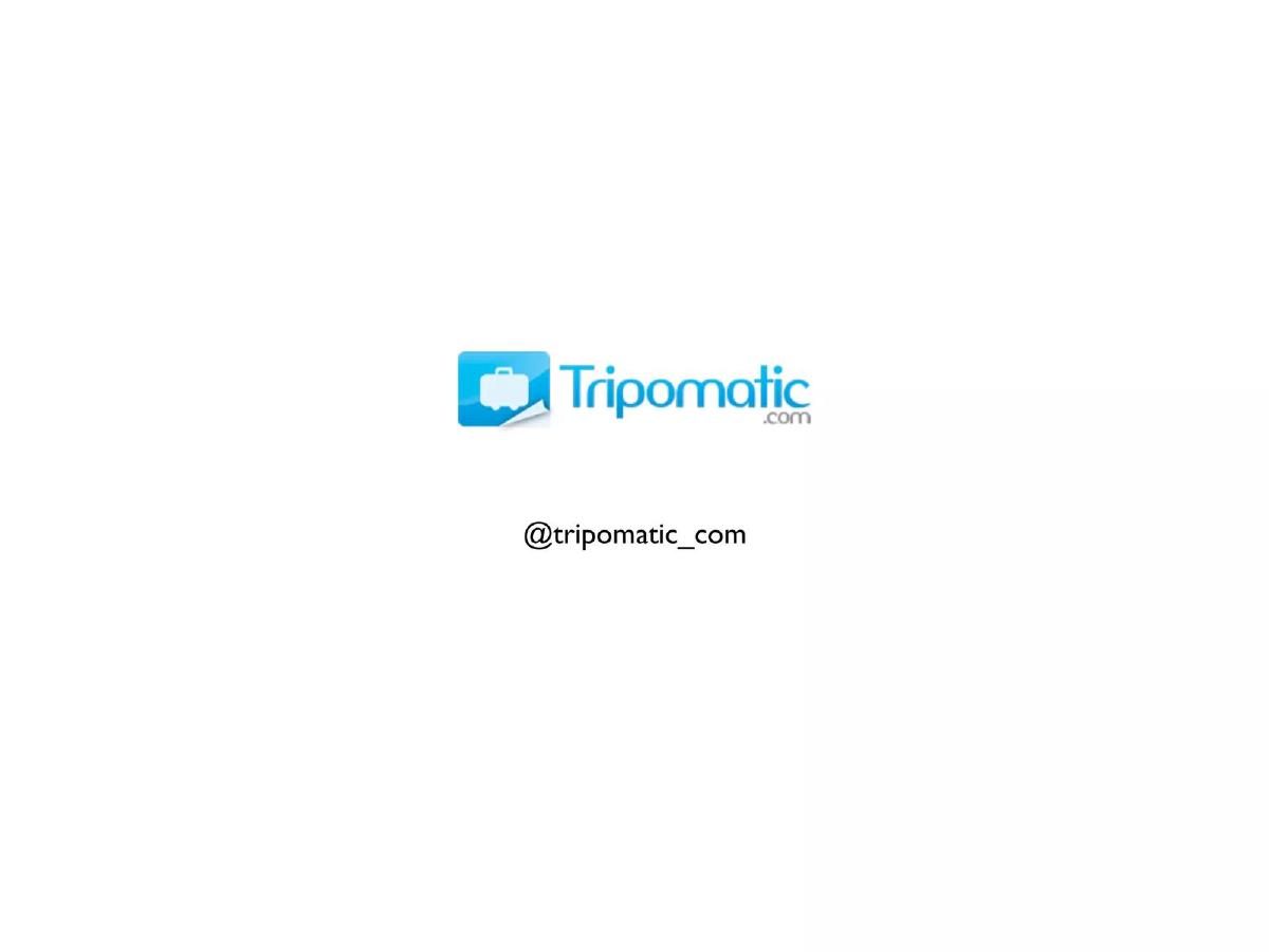 Cover slide of the Tripomatic pitch deck — 2011