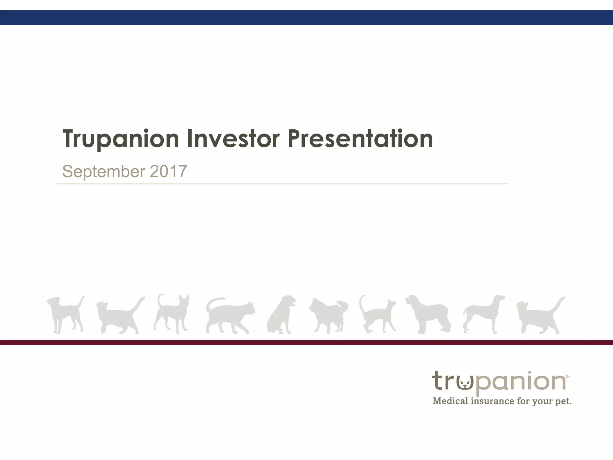 Cover slide of the Trupanion pitch deck — Public (Post-IPO) 2017