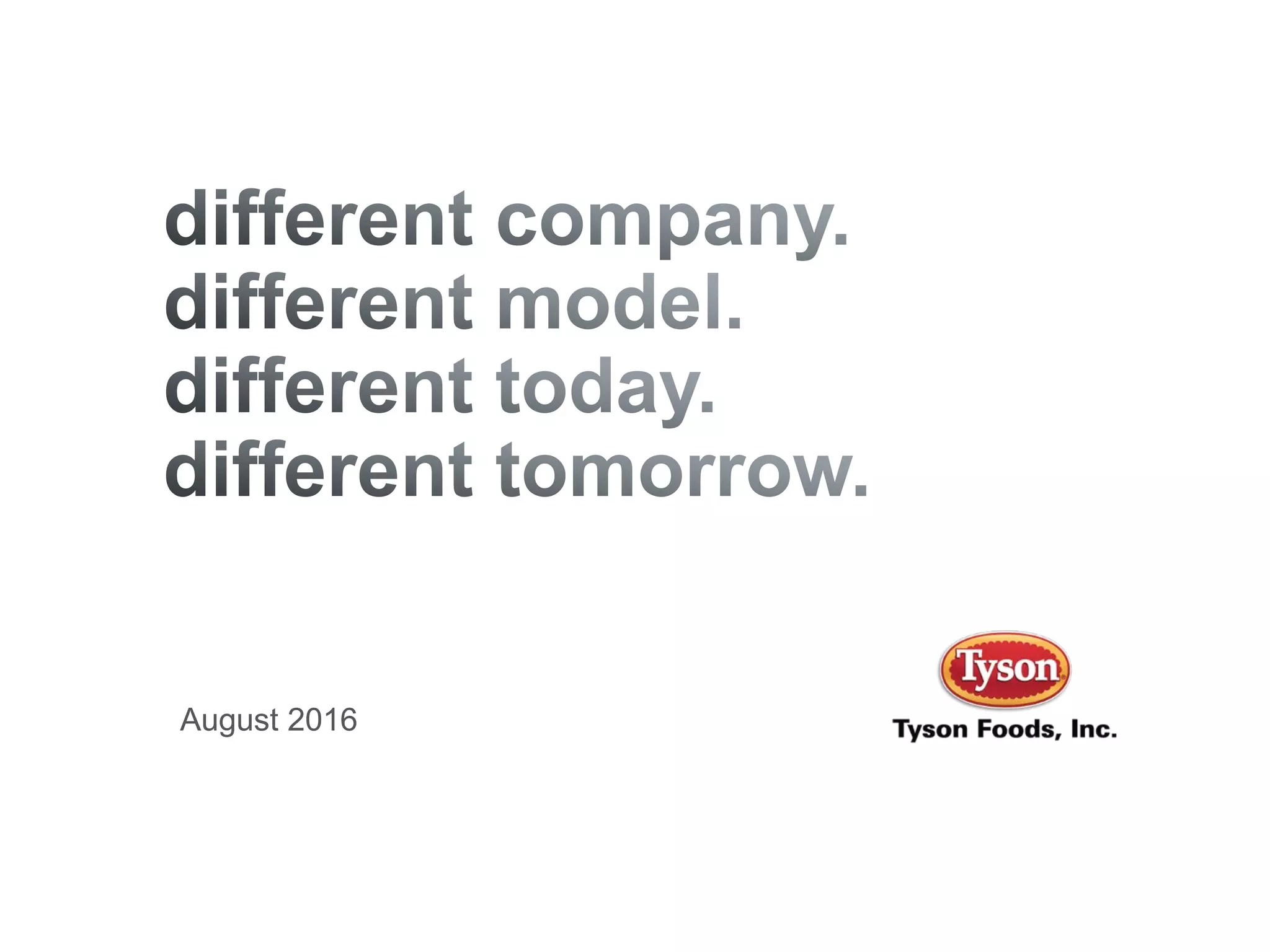Cover slide of the Tyson Foods, Inc. (TSN) pitch deck — Public (Post-IPO) 2016