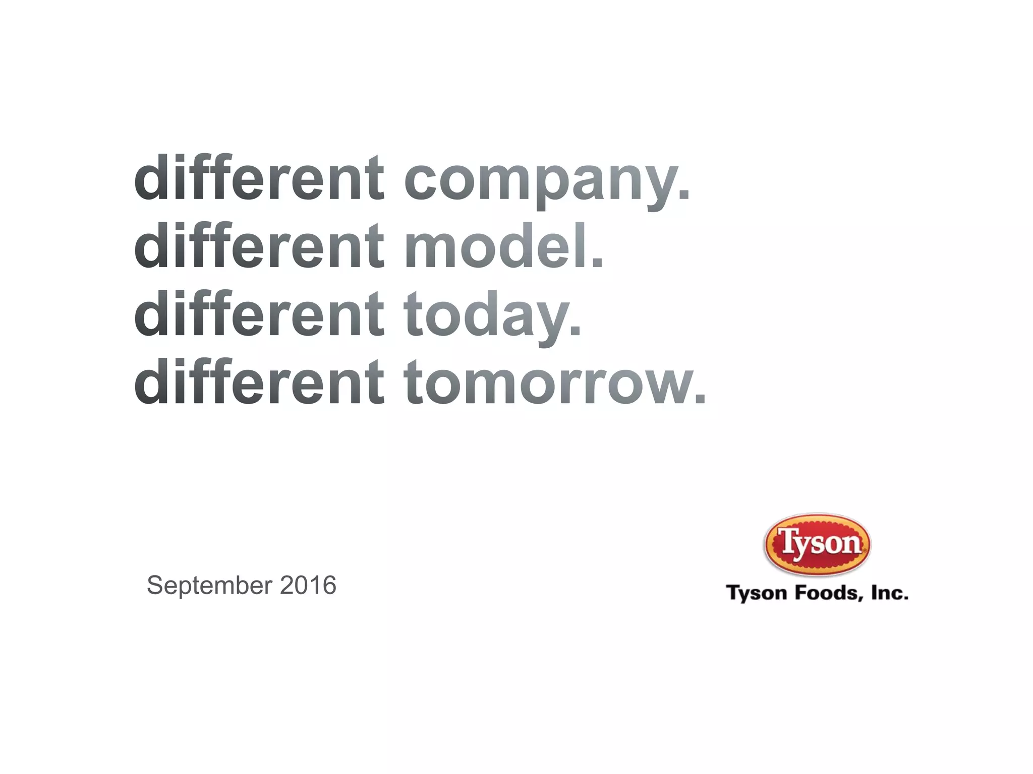 Cover slide of the Tyson Foods, Inc. (TSN) pitch deck — 2016