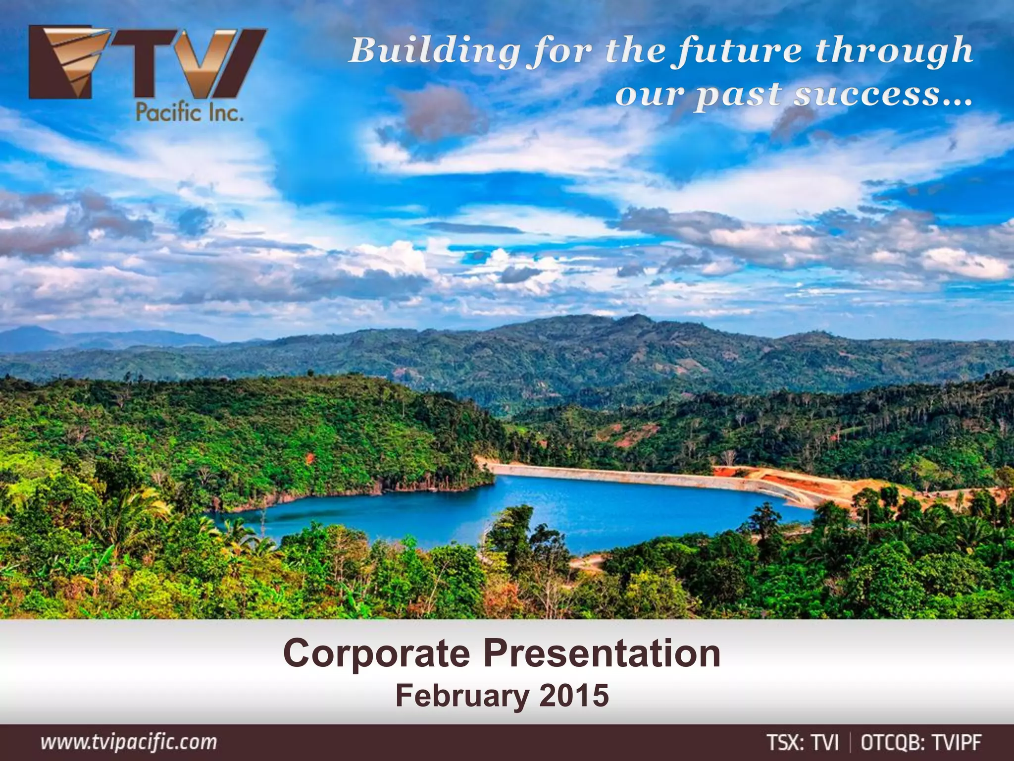 Cover slide of the TVI Pacific Inc. pitch deck — Public (TSX: TVI) 2015