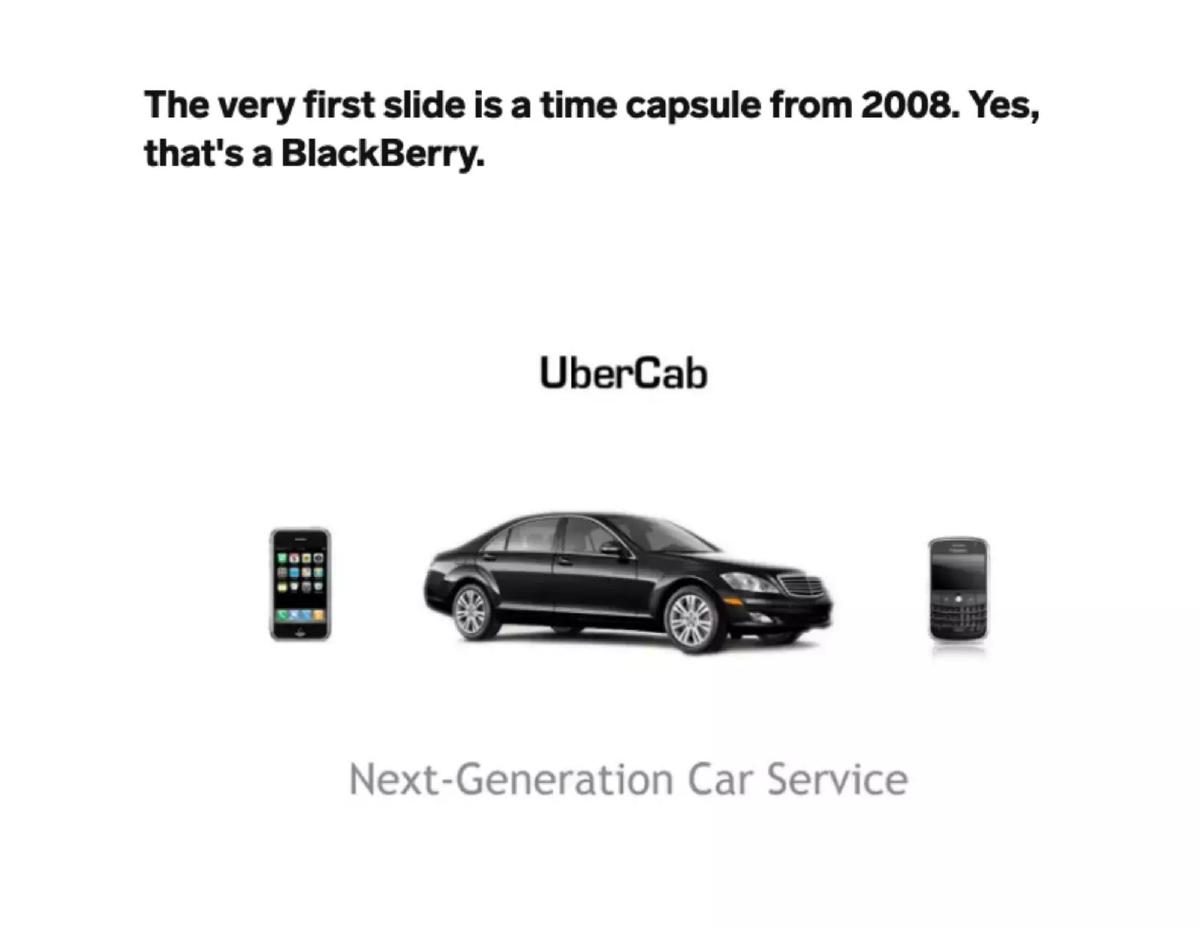 Cover slide of the Uber pitch deck