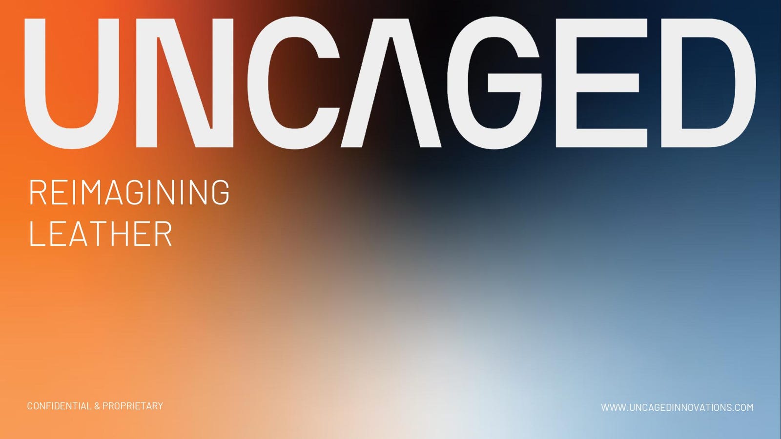 Cover slide of the Uncaged Innovations pitch deck — Seed 2024