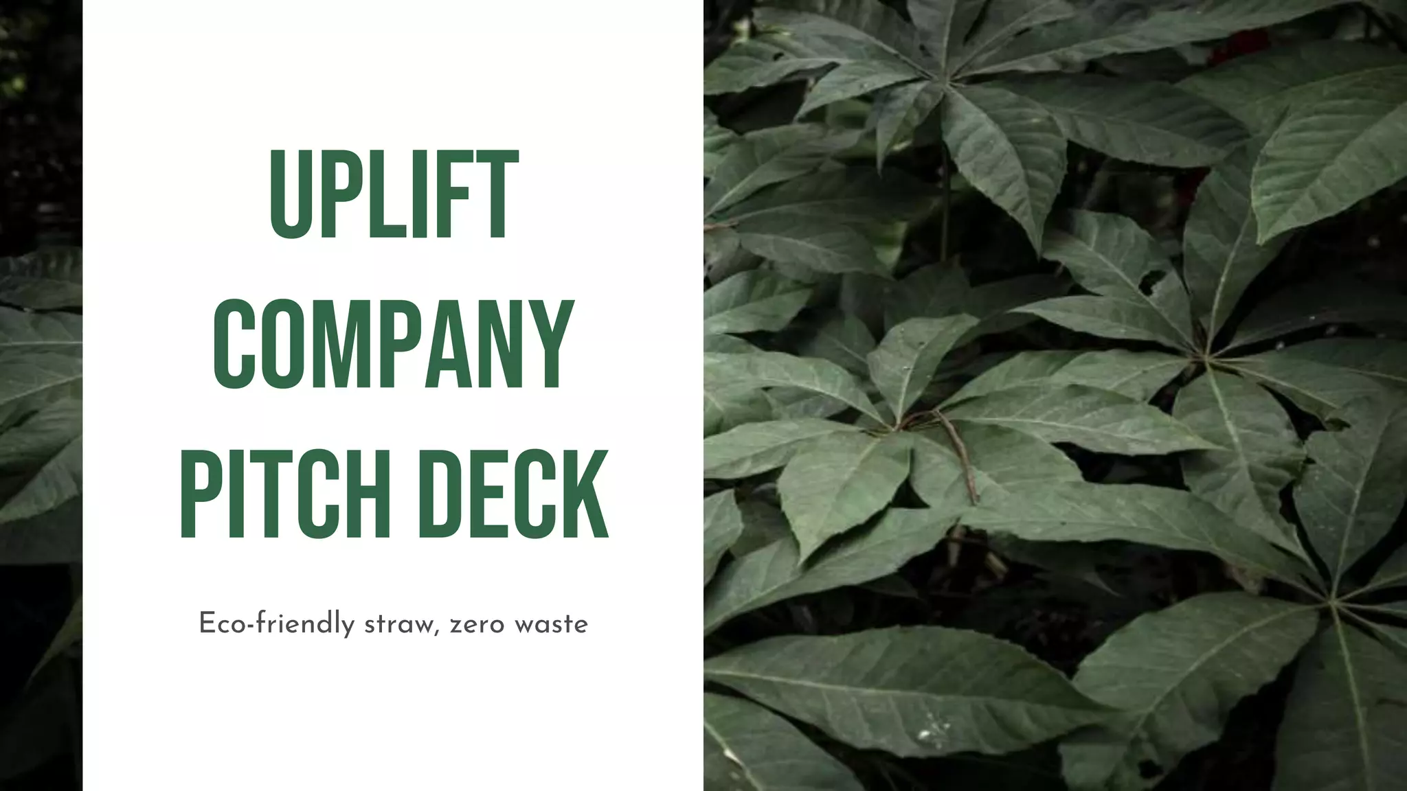 Cover slide of the Uplift pitch deck — 2020