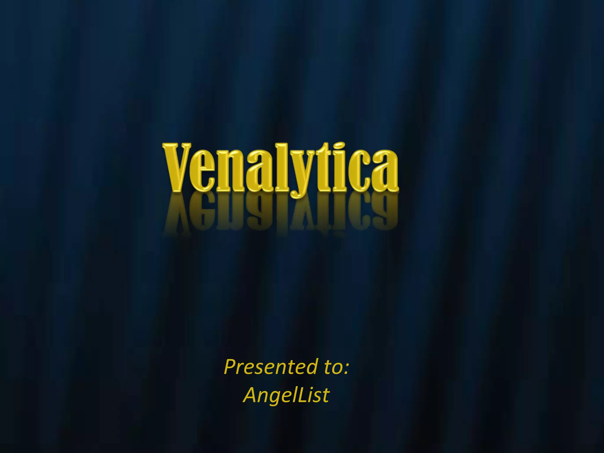 Cover slide of the Venalytica Pitch Deck Teardown pitch deck
