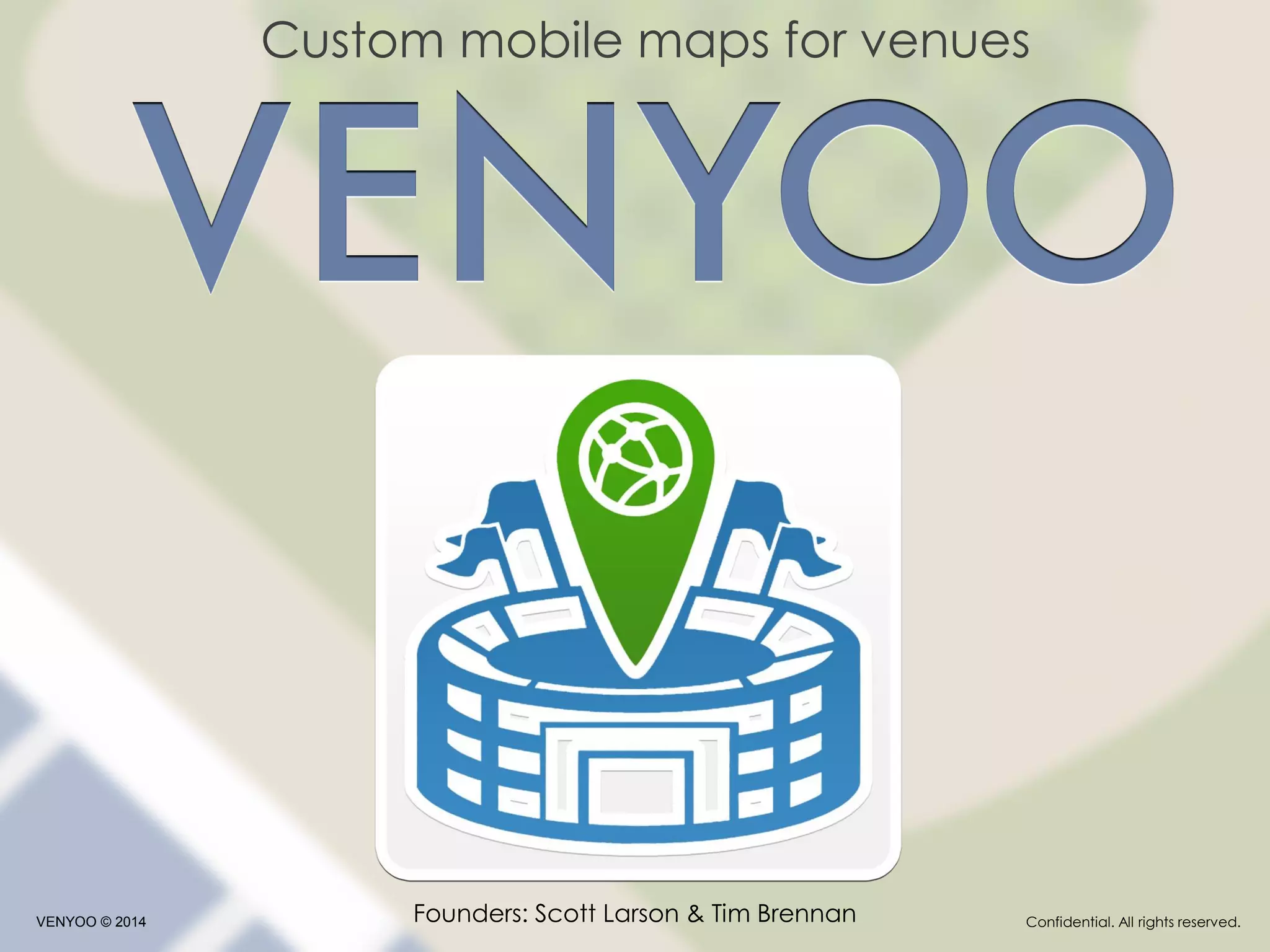 Cover slide of the Venyoo pitch deck — Early Stage 2014