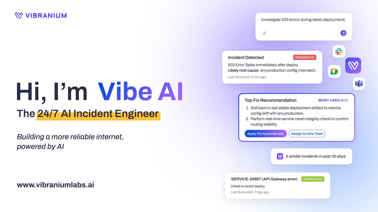 Cover slide of the Vibranium Labs pitch deck — Seed 2024