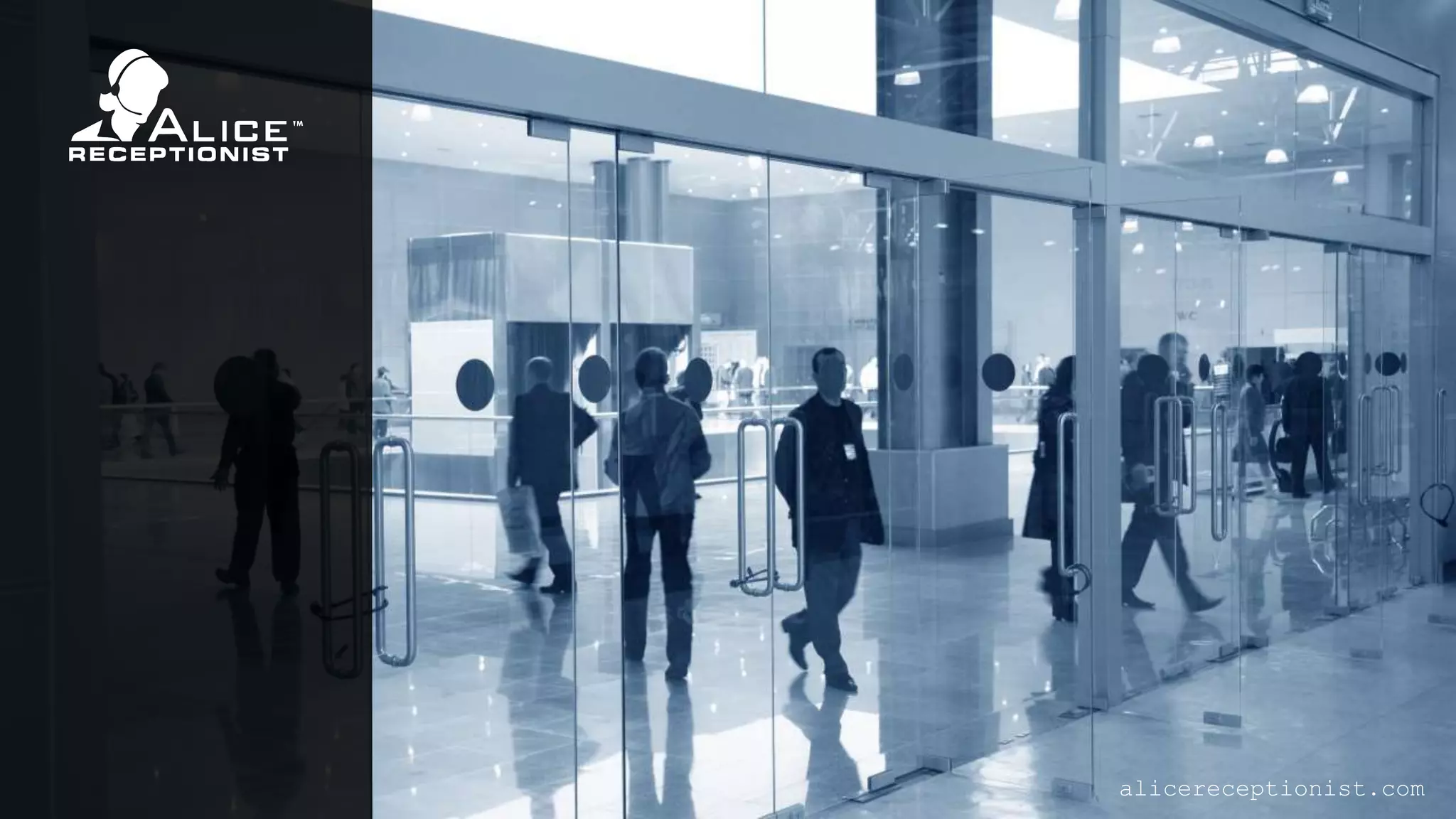 Cover slide of the Virtual Communication Corporation (ALICE Receptionist) pitch deck — 2013