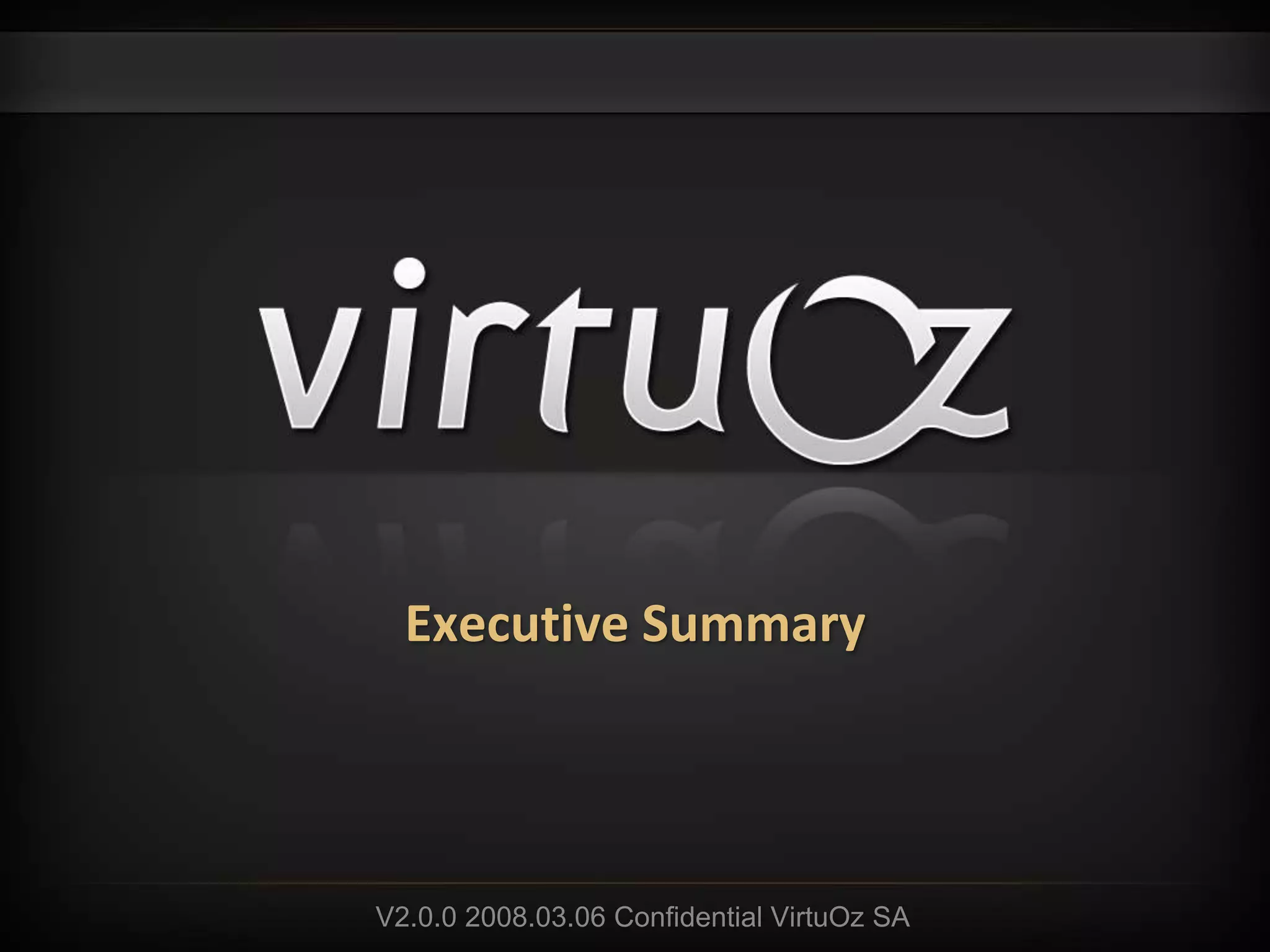 Cover slide of the VirtuOz pitch deck — 2008