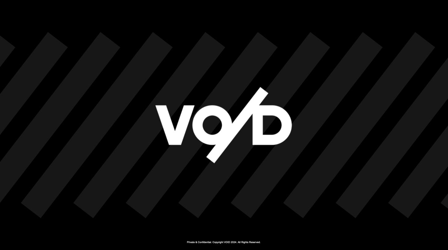 Cover slide of the VO/D pitch deck — Series A 2024