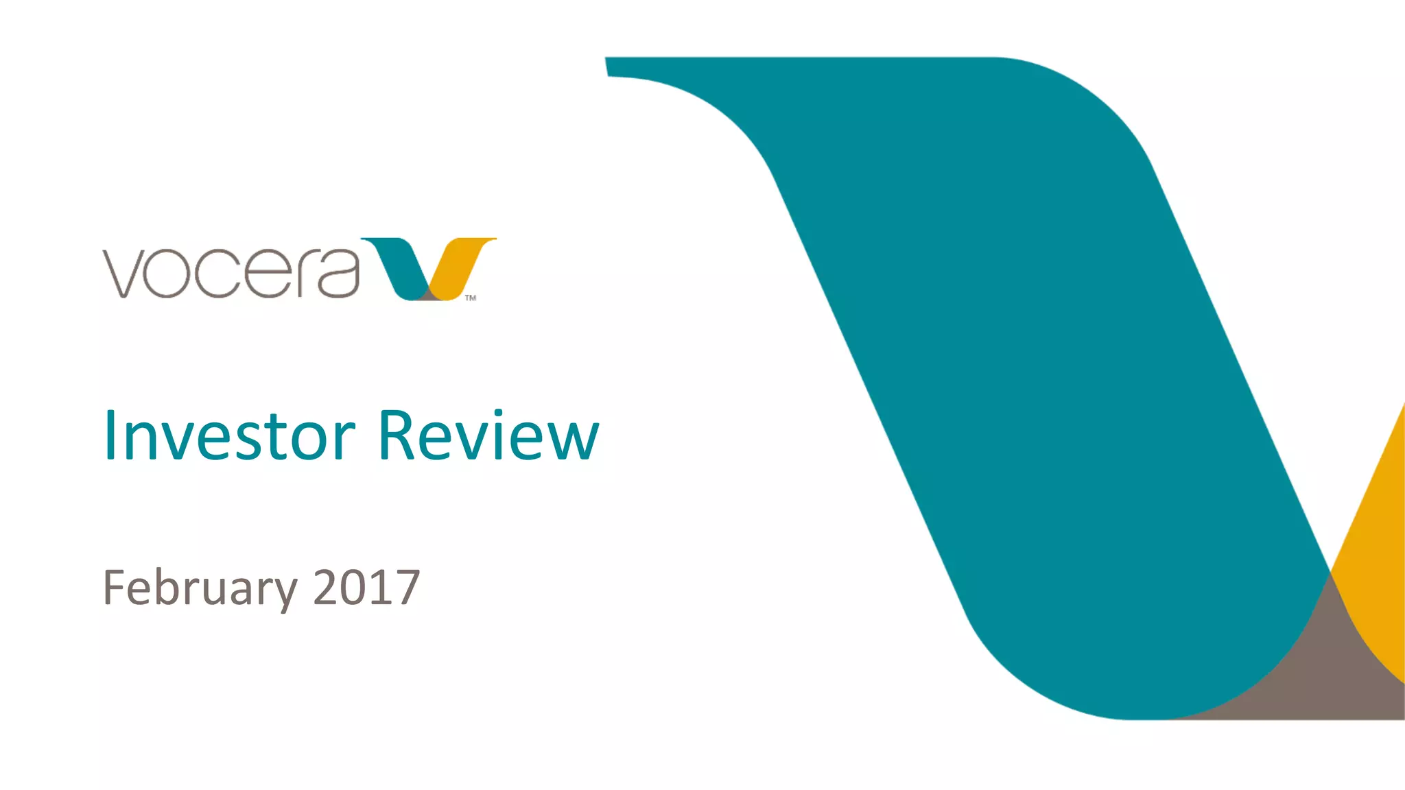 Cover slide of the Vocera Pitch Deck Teardown pitch deck