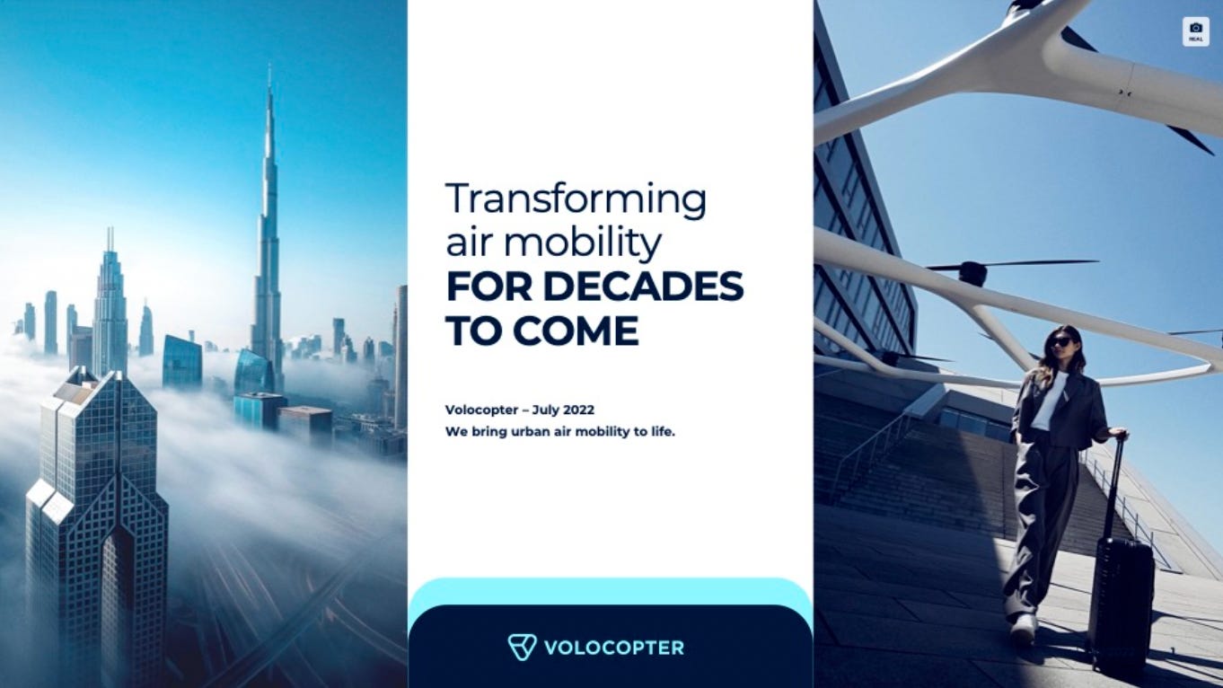 Cover slide of the Volocopter pitch deck — Series E 2022