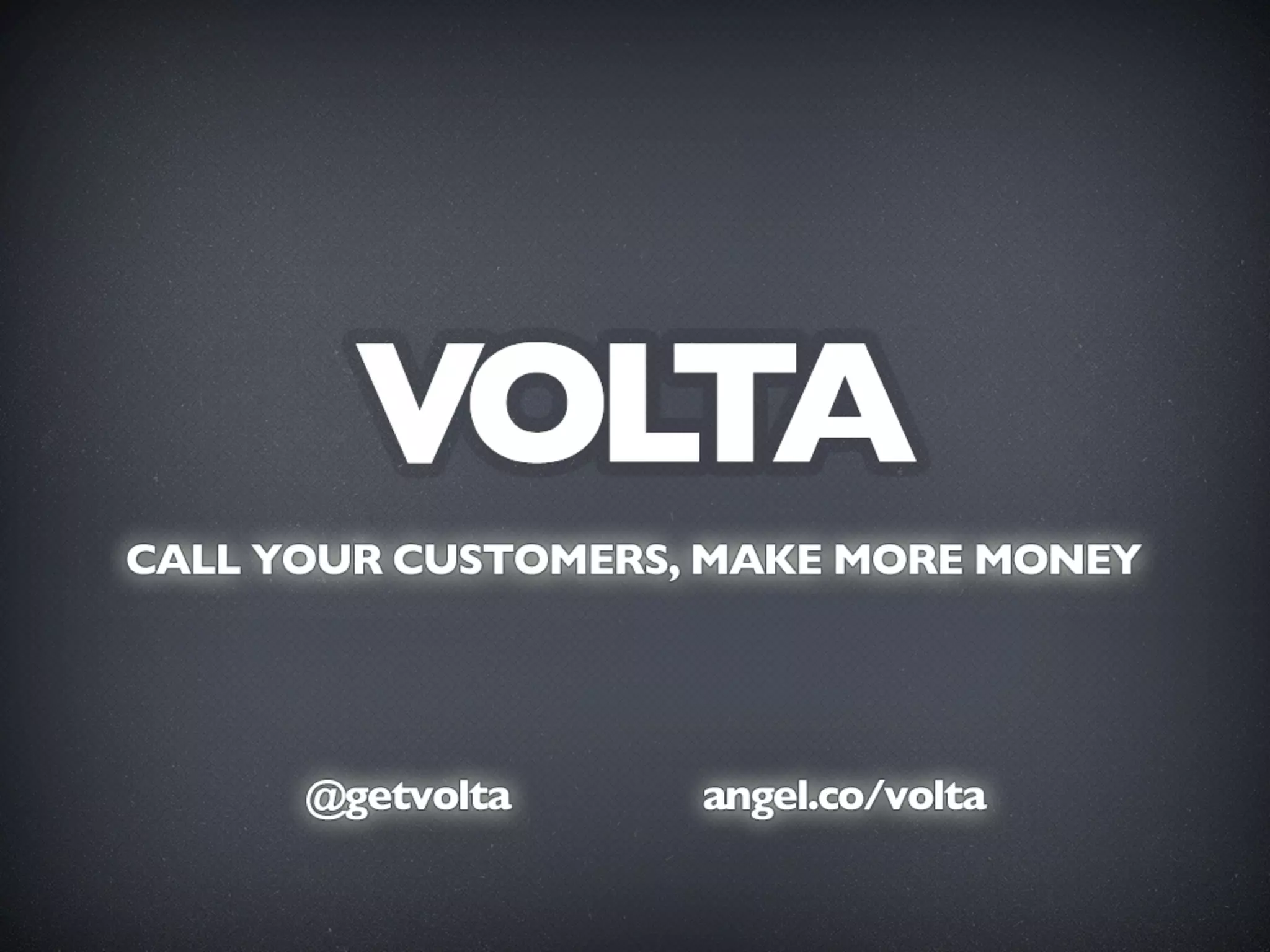 Cover slide of the Volta pitch deck — Early Stage / Seed