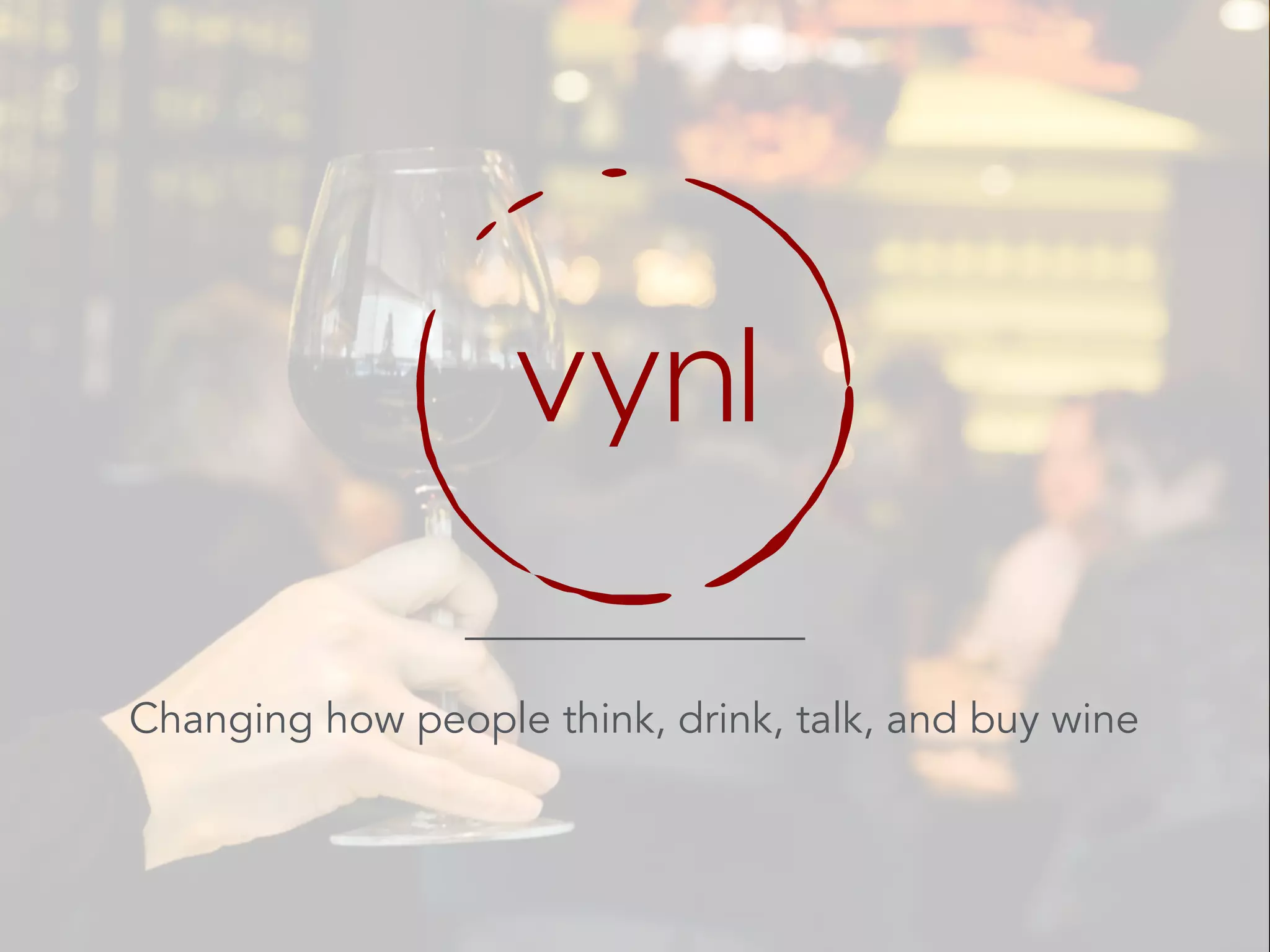 Cover slide of the Vynl Wine Pulse pitch deck — Seed