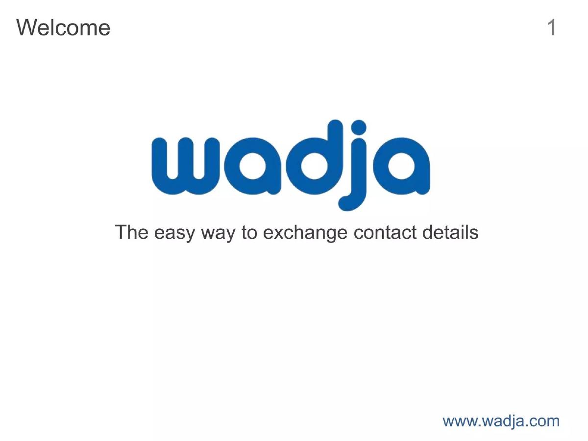 Cover slide of the Wadja Pitch Deck Teardown pitch deck