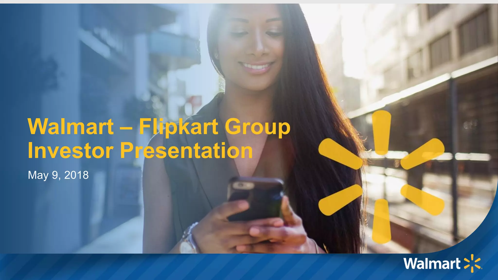 Cover slide of the Flipkart (acquired by Walmart) pitch deck — M&A / Late Stage 2018
