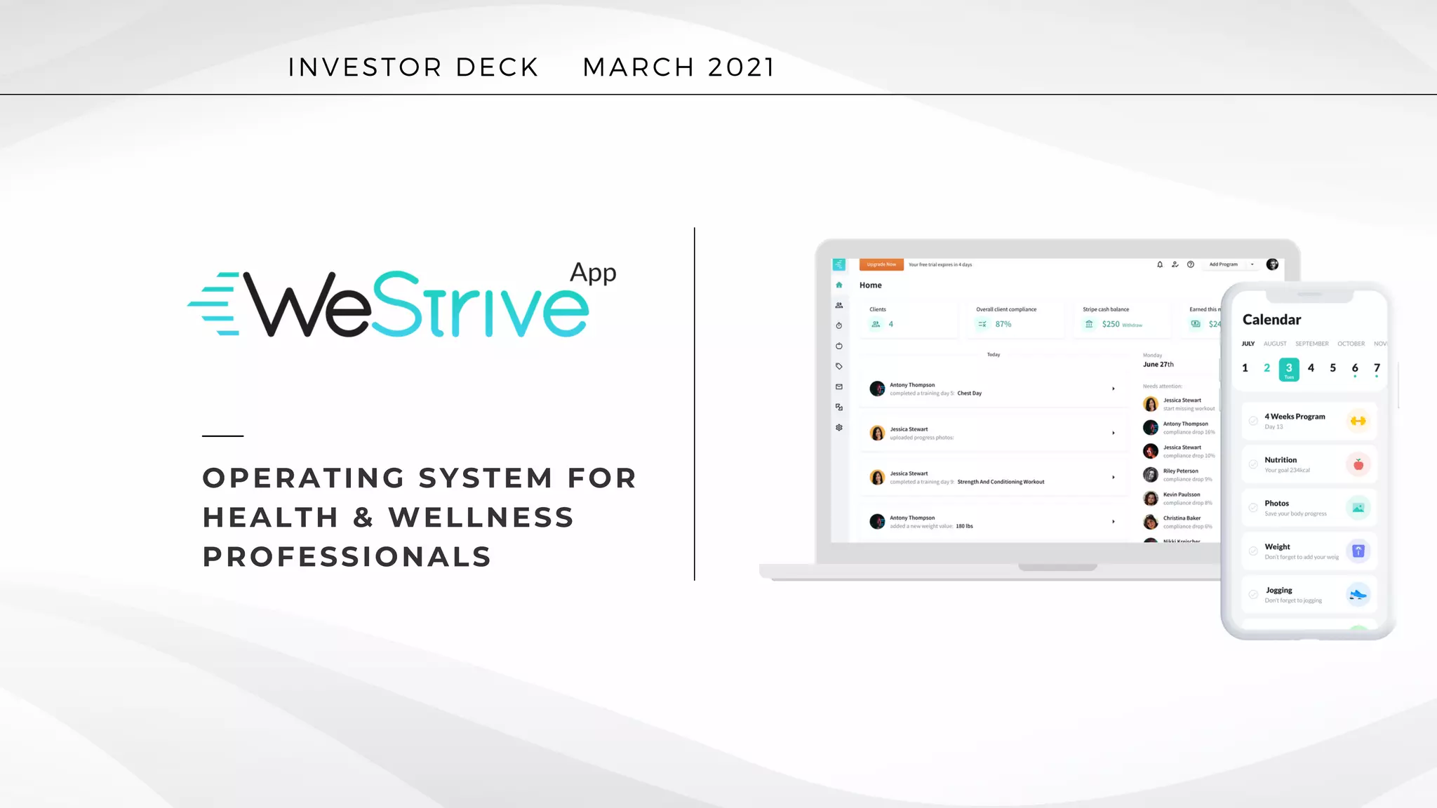 Cover slide of the WeStrive Pitch Deck Teardown pitch deck