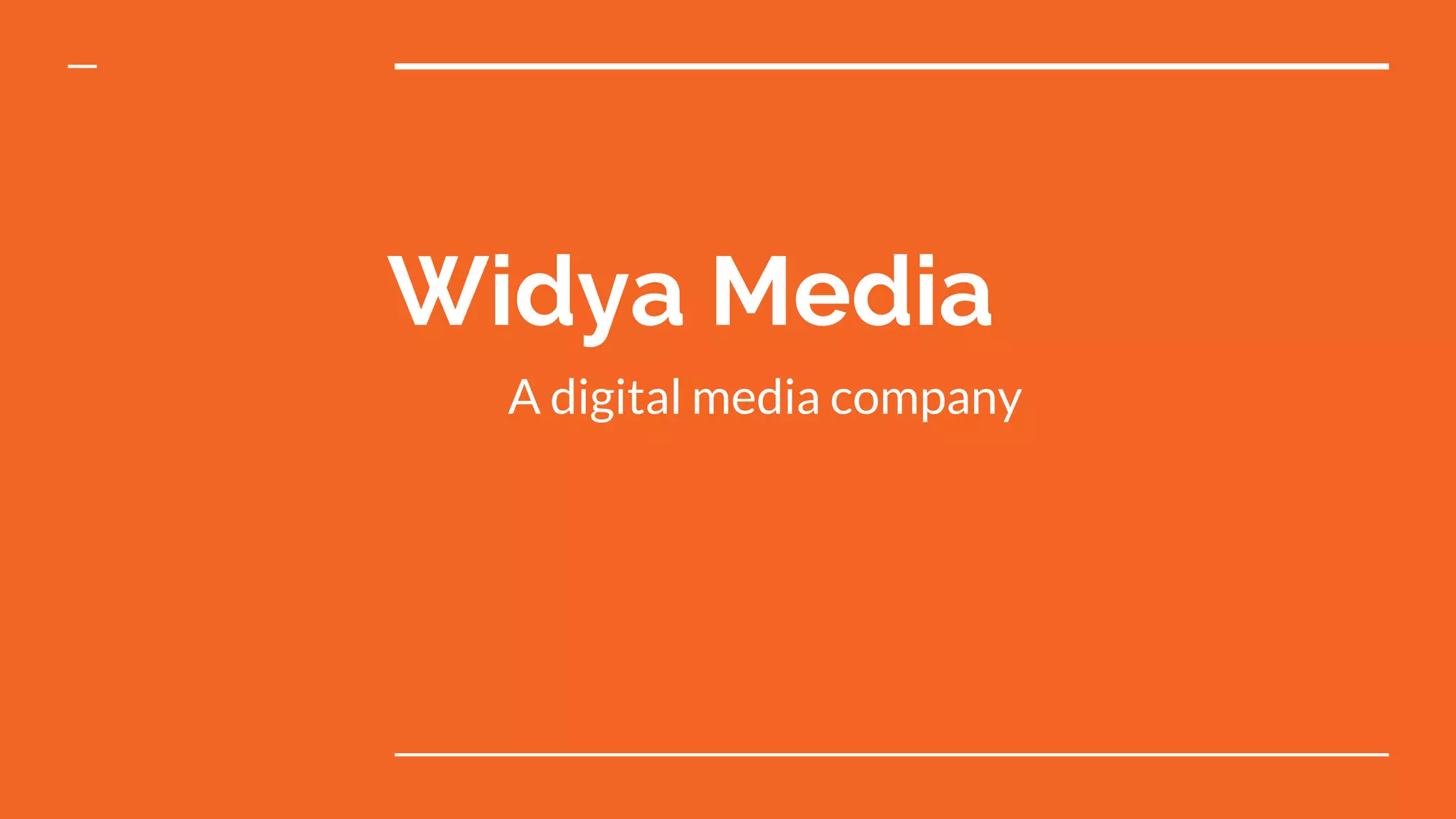 Cover slide of the Widya Media pitch deck — 2019