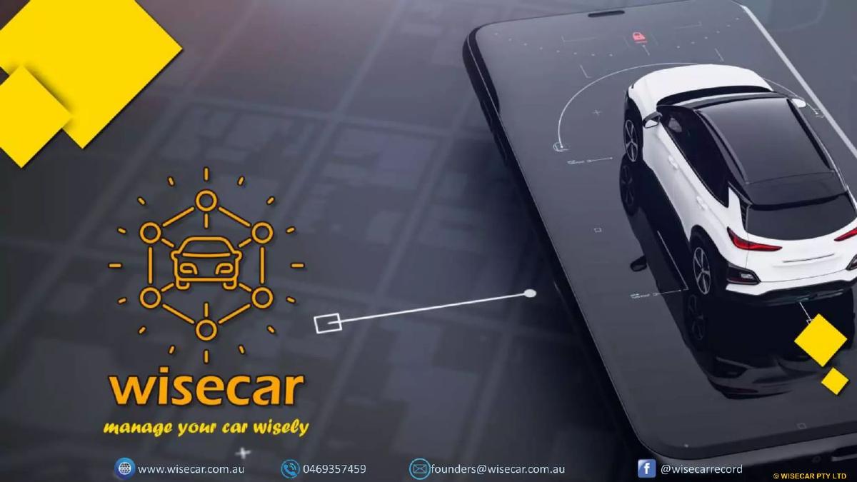 Cover slide of the Wisecar pitch deck — Pre-Seed / Seed 2020