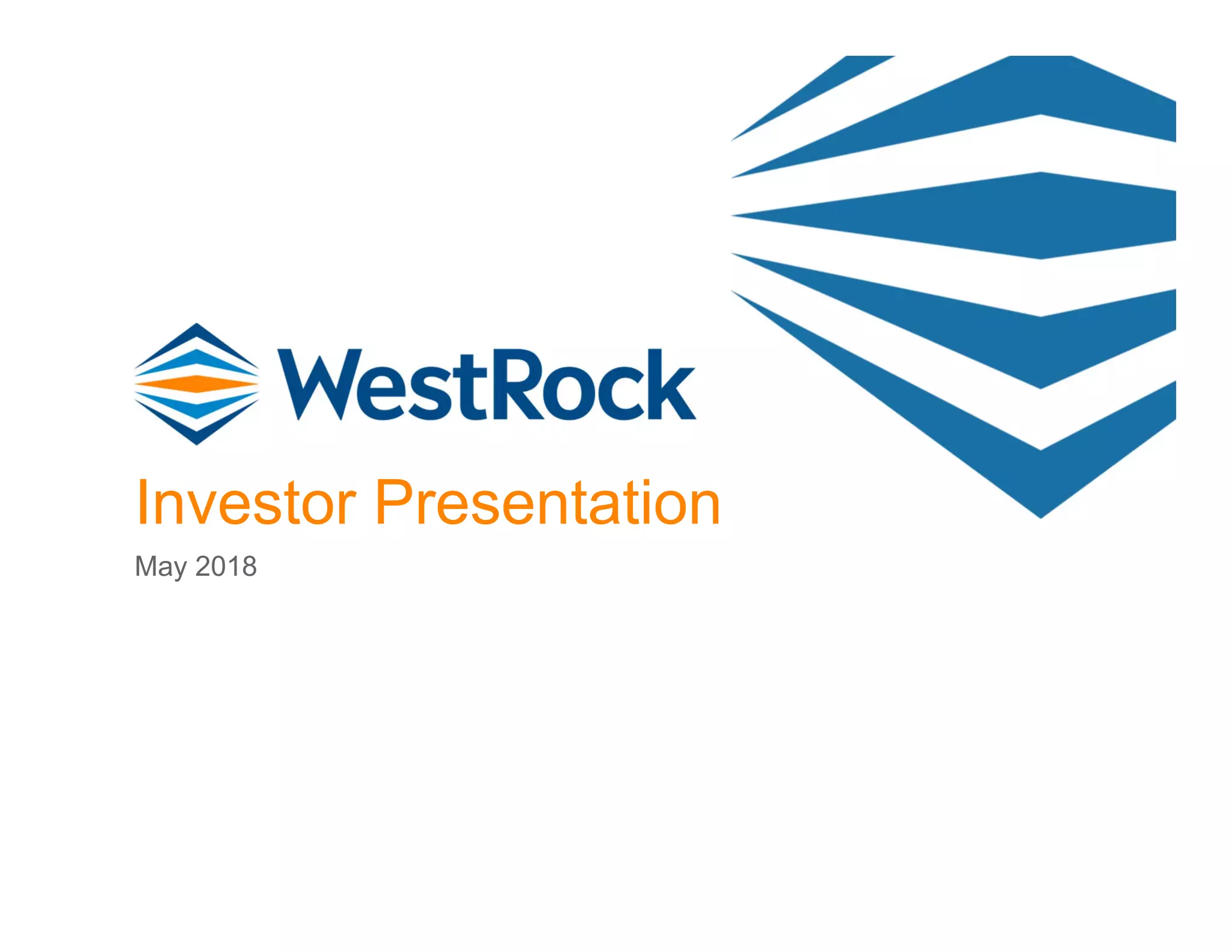 Cover slide of the WestRock pitch deck — 2018