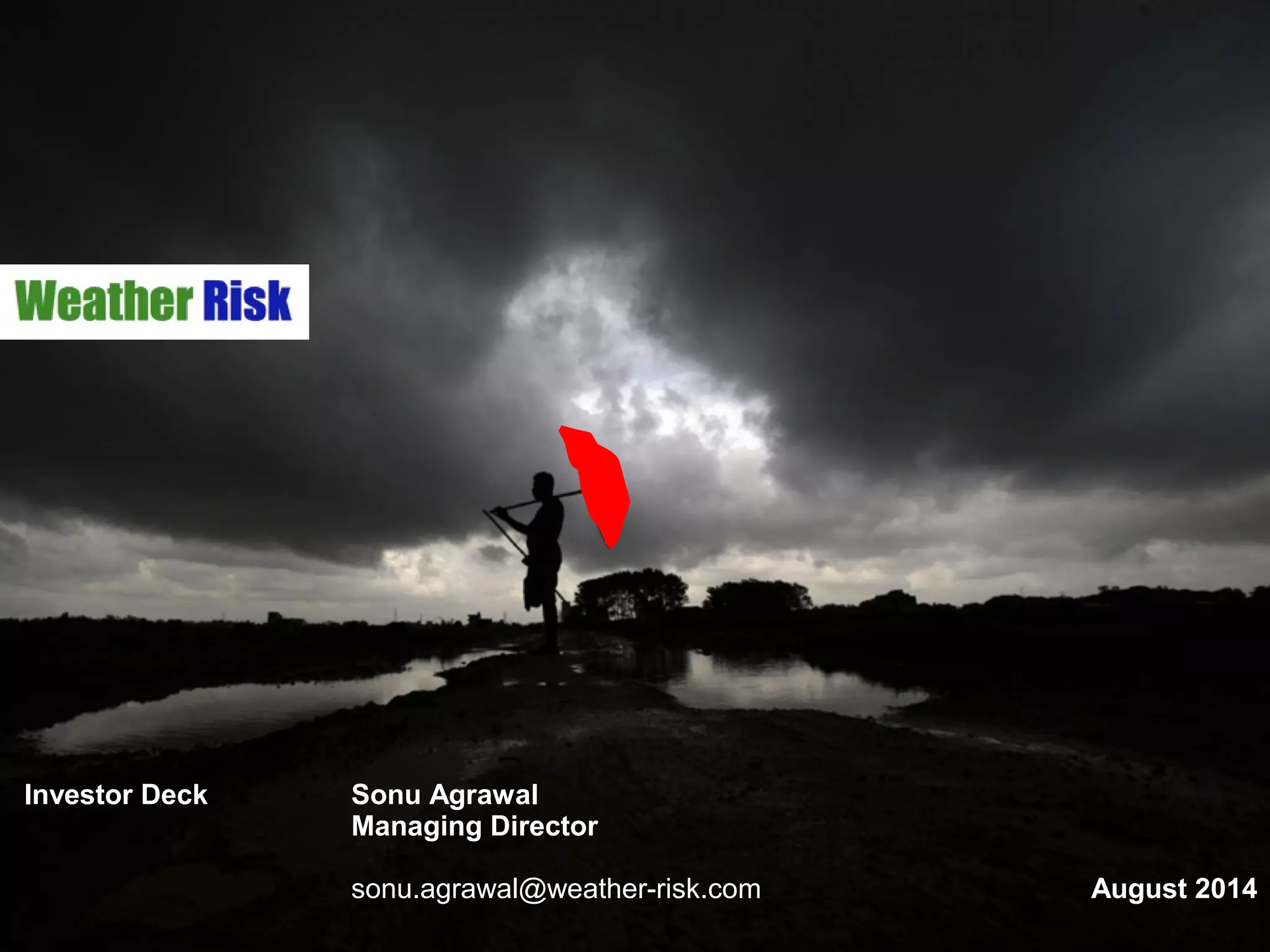 Cover slide of the WRL (Weather Risk Management Services) pitch deck — Growth 2014
