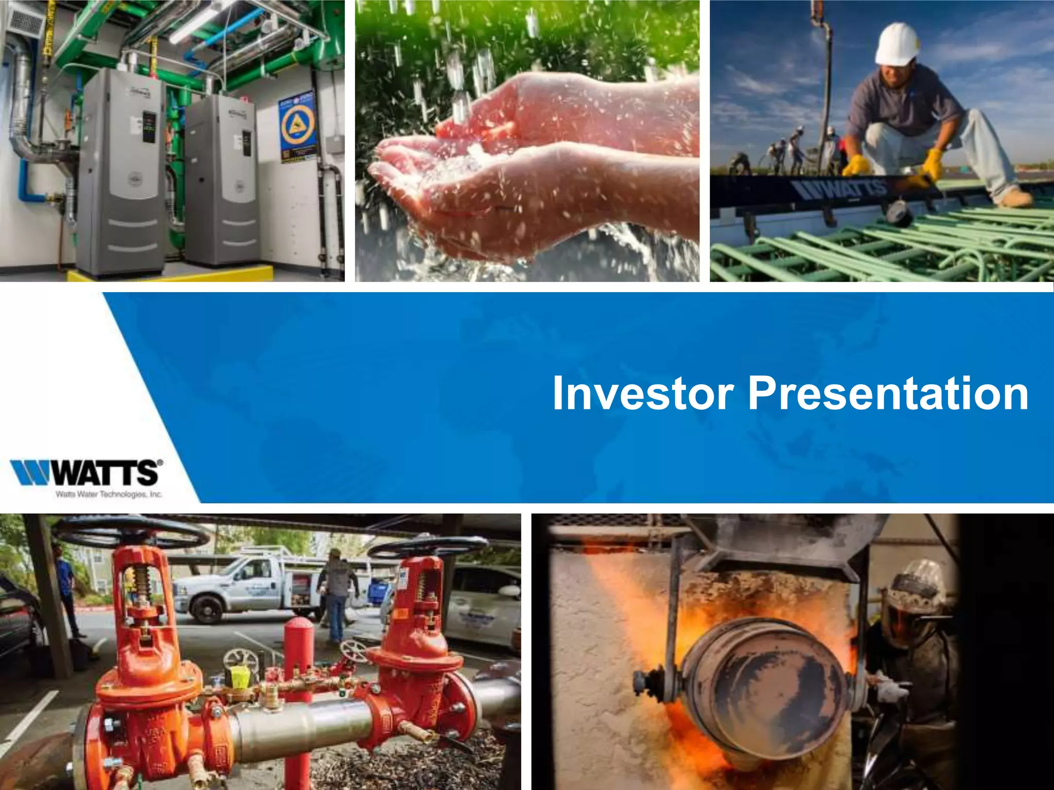 Cover slide of the Watts Water Technologies, Inc. pitch deck — Public (NYSE: WTS) 2018