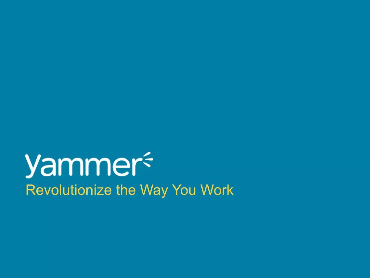 Cover slide of the Yammer pitch deck