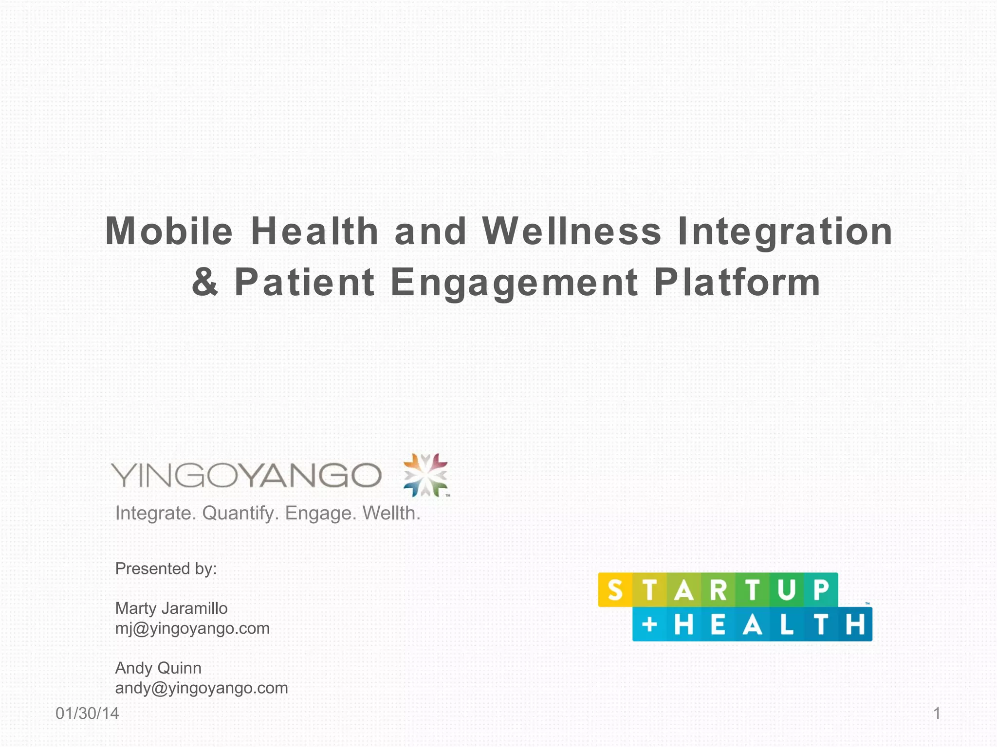 Cover slide of the Yingo Yango pitch deck — 2014