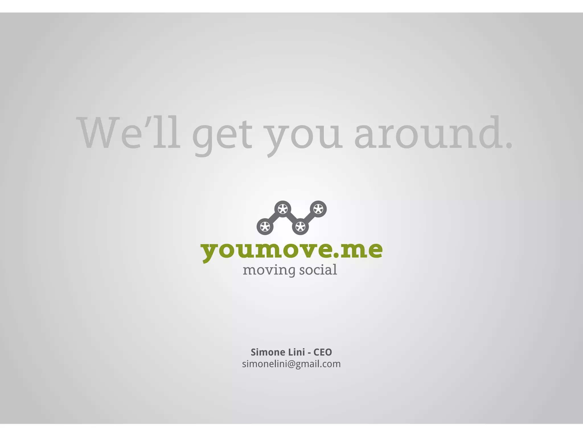 Cover slide of the Youmove.me pitch deck — Seed / Pre-Launch 2013
